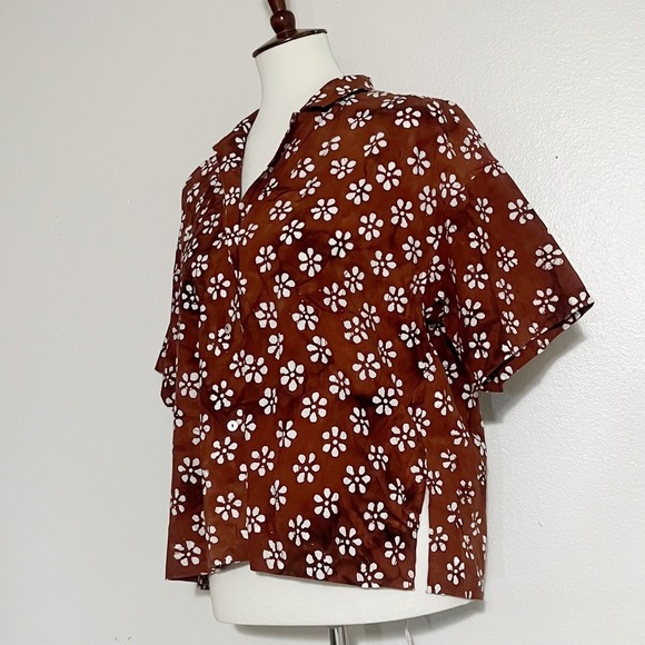 Madewell Bubble-Printed Button-Up CampShirt in Dusty Redwood Size M - Picture 8 of 11